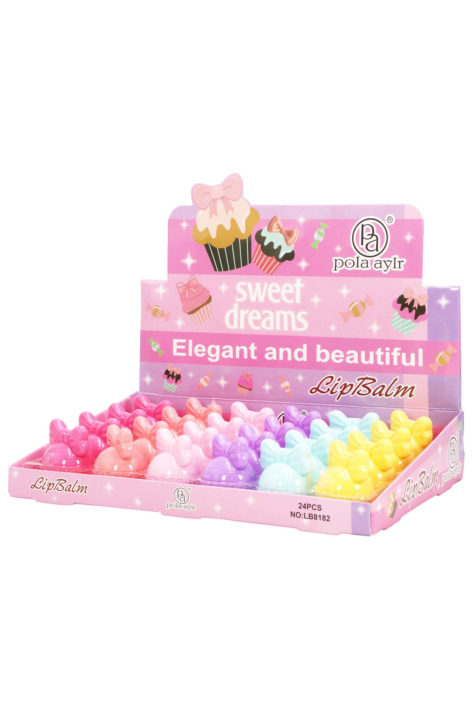 SORTIERT Cupcake Schleifenband Runde Lippenbalsam - 24 Stück für den Großhandel auf Faire1