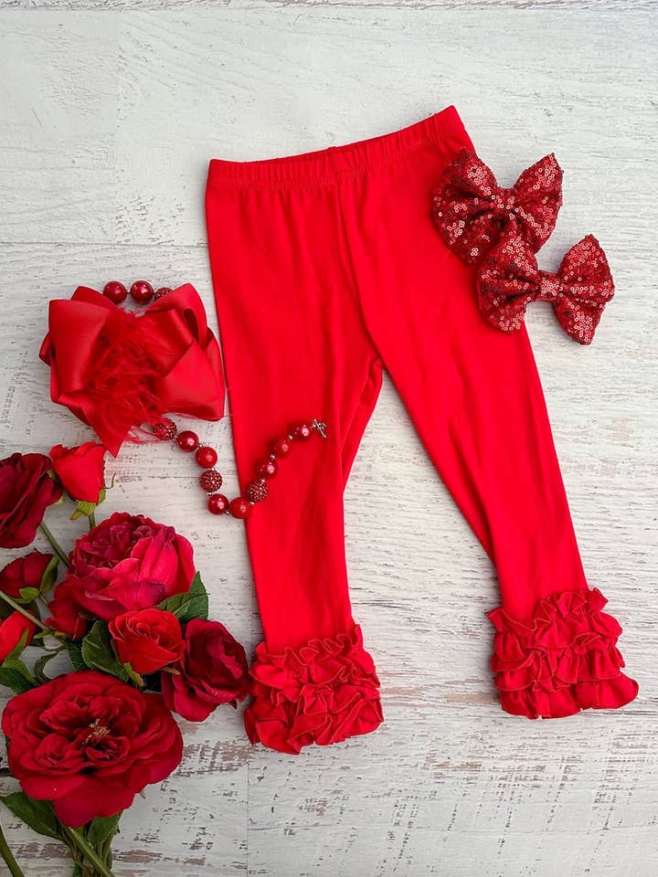 The Hair Bow Company - Wholesale Fashion Leggings - Kids - Solid Ruffled Fitted Icing Leggings (more colors!)7