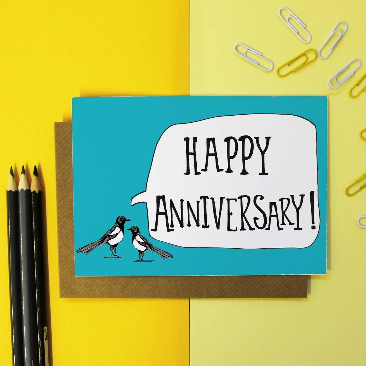 martha and hepsie ltd – wholesale Anniversary card – Wedding Anniversary Card  - Magpie Anniversary Card0