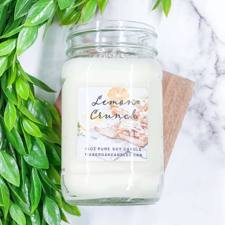 LEMON CRUNCH | 16oz Mason Jar | 100% Pure Soy Candle for wholesale by Timber Oak Candles