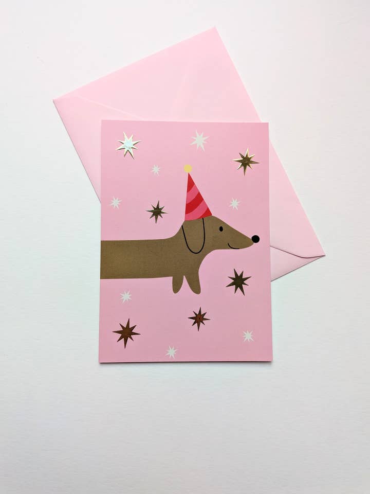 Cartolina - Bassotto Festivo + busta per la vendita all'ingrosso da parte di Tampala Studio