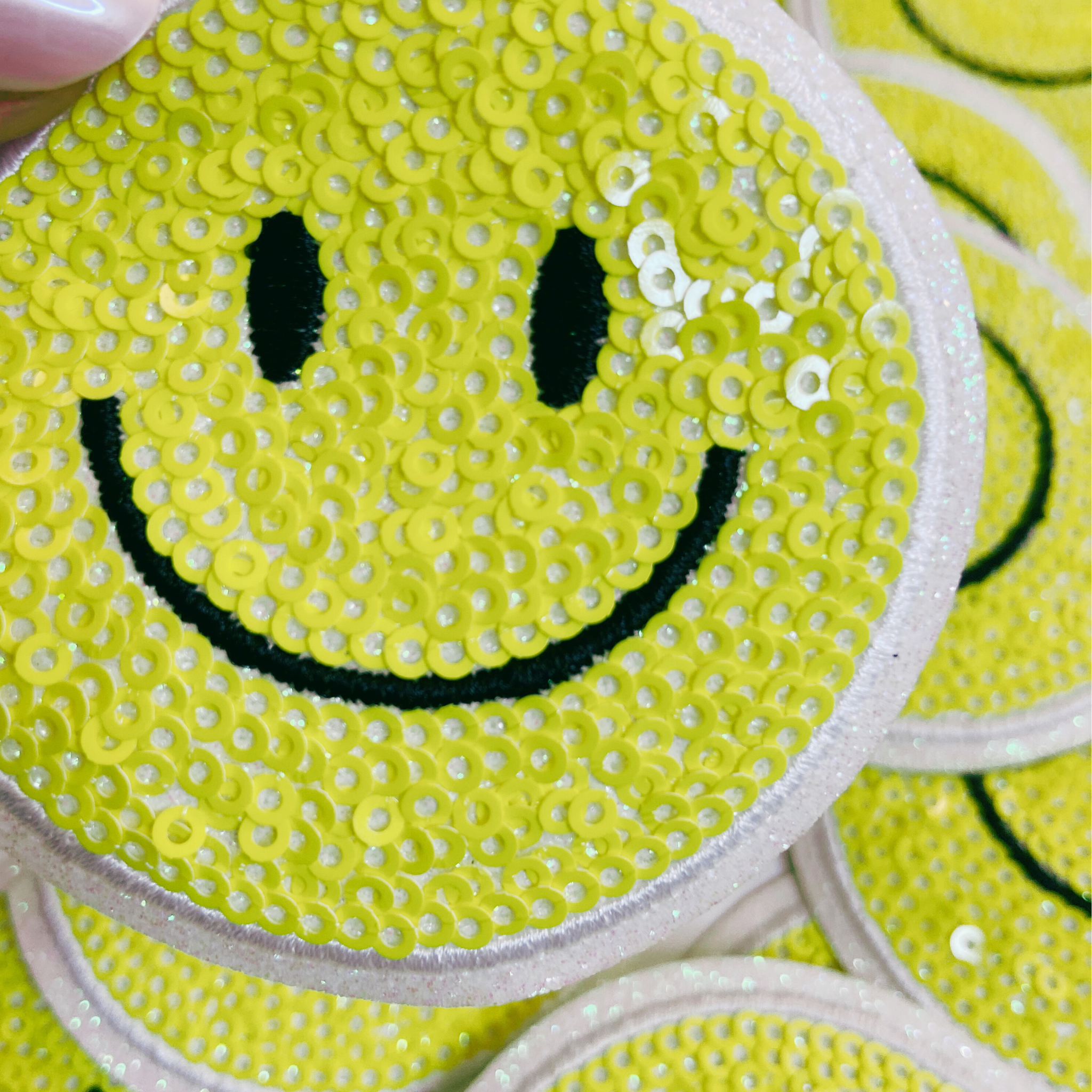 TEELUX - Wholesale Patch - NEON Sequin Smiley Face Patch - 2.5" x 2.5"  - hat Patch8