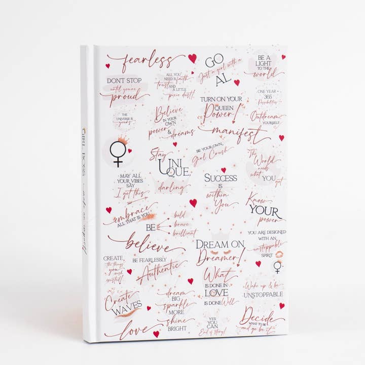 Girl Boss Hardcover Journal - Make an Impact! - White & Rose for wholesale by Girl Power 24/7