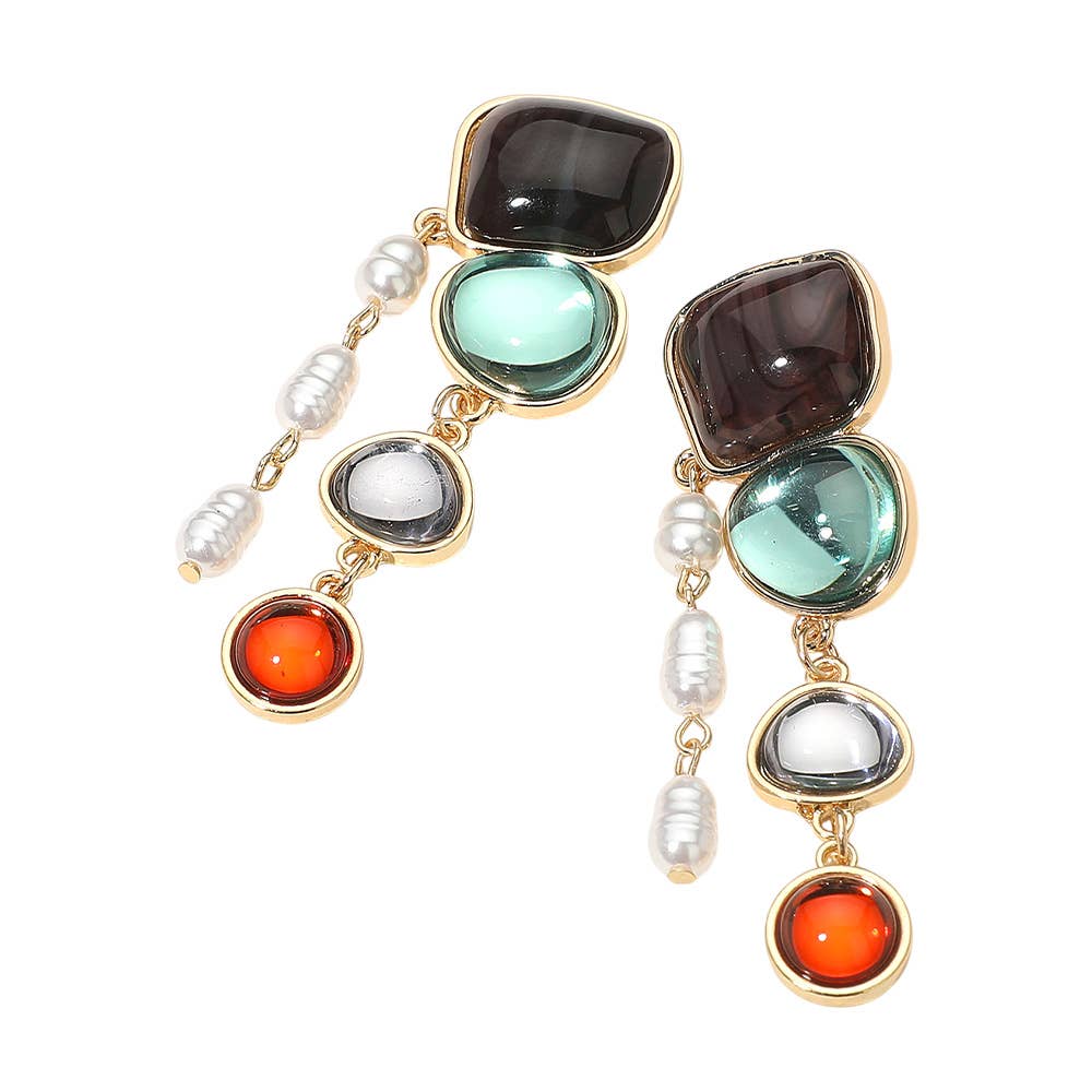 Sensibling Corp. - Venta al por mayor Pendientes colgantes - Pendientes colgantes de perlas de piedra colorida de diseño artístico3