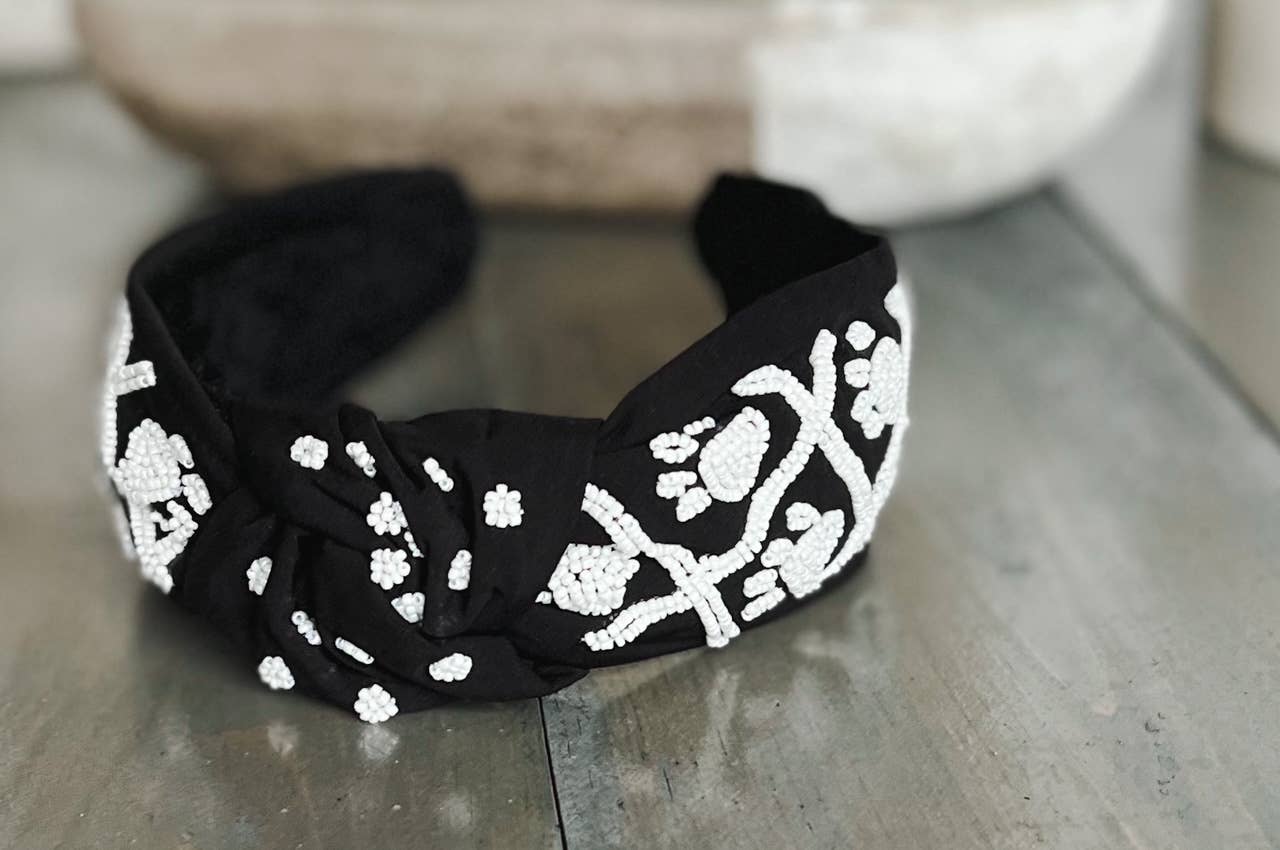 OBX Prep - Wholesale Haarband - Dames - Pootafdruk Zaad Kralen Teamgeest Topknoop Haarband – Cheer9