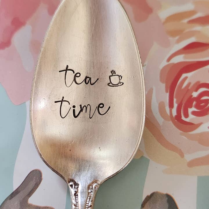 juNxtaposition® - Wholesale Table Spoon (Cutlery) - hand stamped vintage spoon TEA TIME0