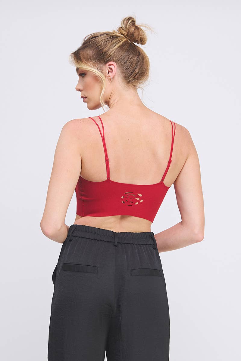 Allie Rose – Großhandel Bralette – Damen – Rosafarbener Bralette aus Strick mit Spitze11