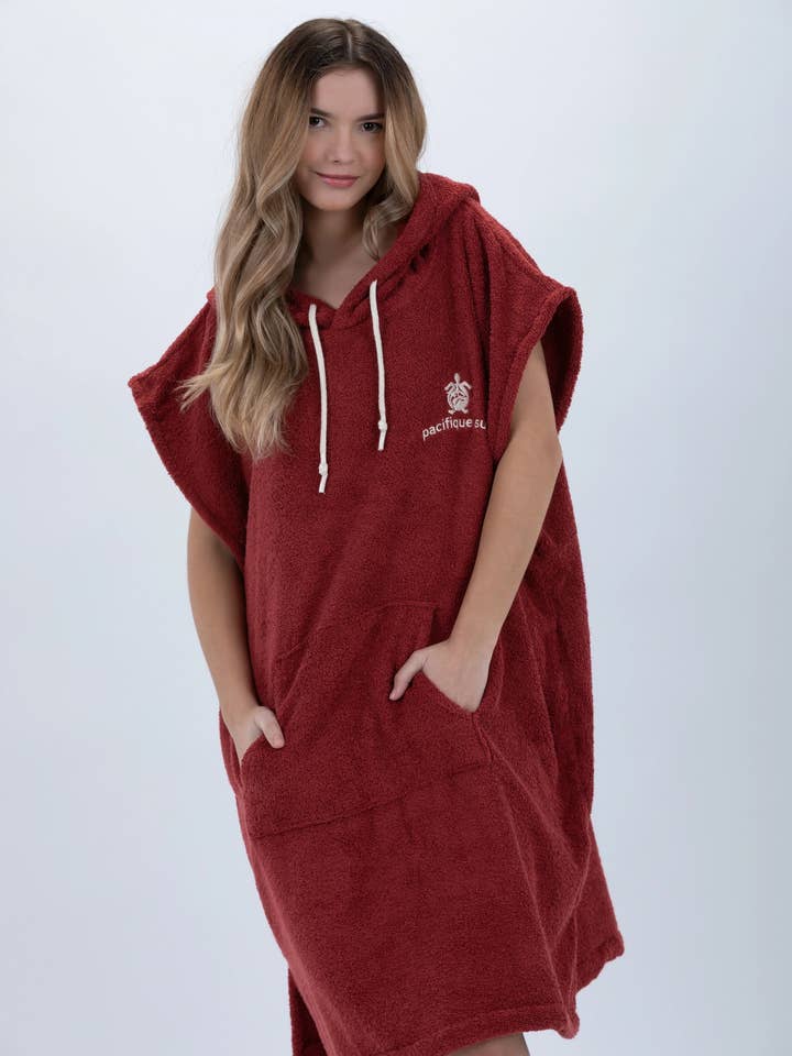 PACIFIQUE SUD - Wholesale Poncho - Women's - Poncho Surf Bordô - Tamanho Médio - Algodão - sem mangas4