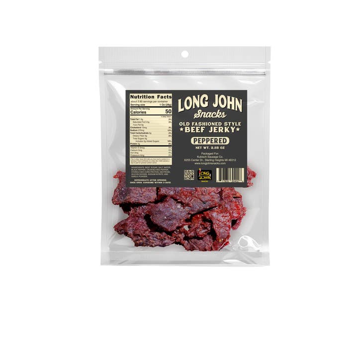 Long John Snacks – wholesale Jerky – Old Fashioned Style Beef Jerky - Peppered - 2.85 oz.