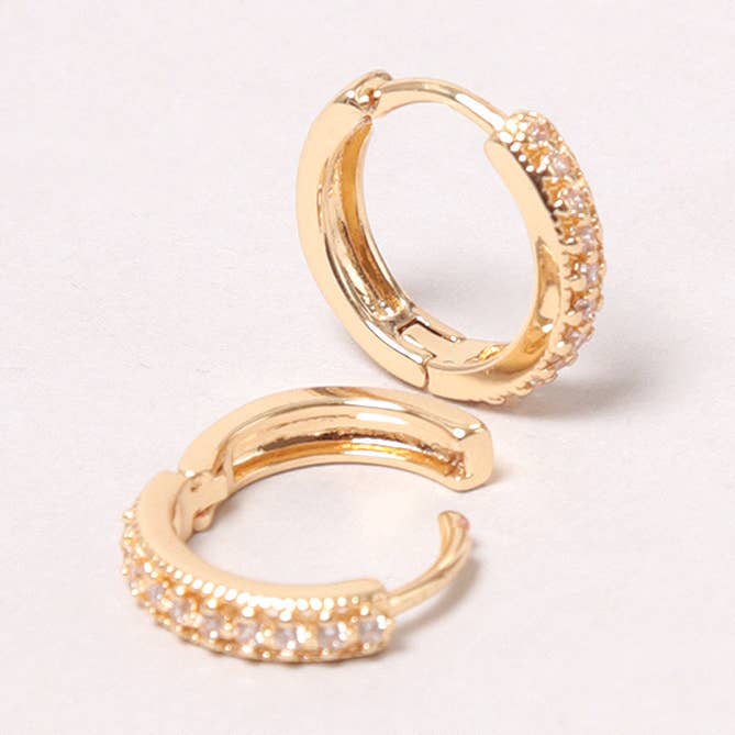 14K Gold-Dipped Paved Hoop Earring for wholesale by Fashion City