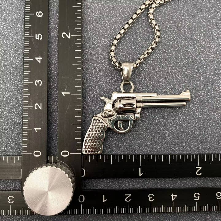Mio Queena - Wholesale Pendant/Charm Necklace - Hip Hop Stainless Steel Pistol Charm Necklace - MJ/MNP