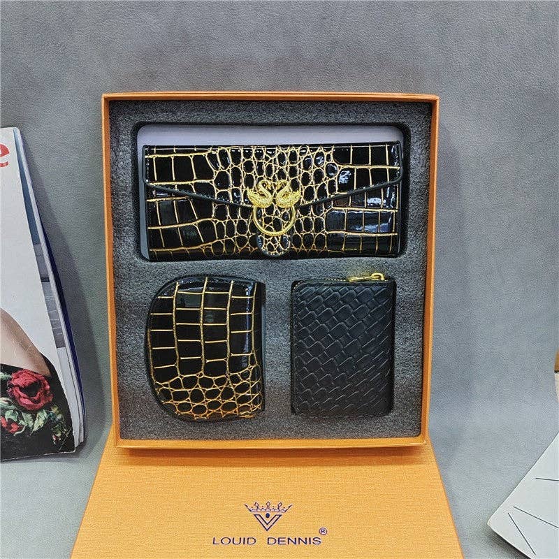 UZ Wholesale Store - Wholesale Wallet - Women's - Gift Box Set PU Wallet Card Holder Three-Piece Set1