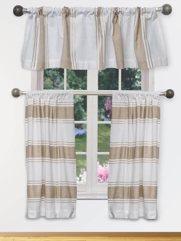 Stripe Kitchen Curtain Tier and Valance Set for All Rooms for wholesale by Duck River