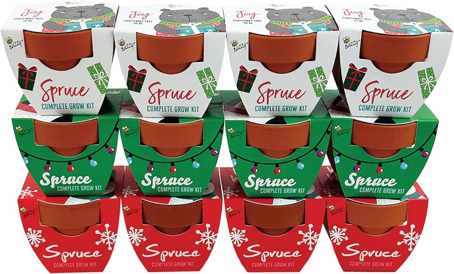 Buzzy Seeds Grow Gifts - Wholesale Plant Pot - Holiday Mini Terracotta Festive Animals Grow Pots (12 pack)1