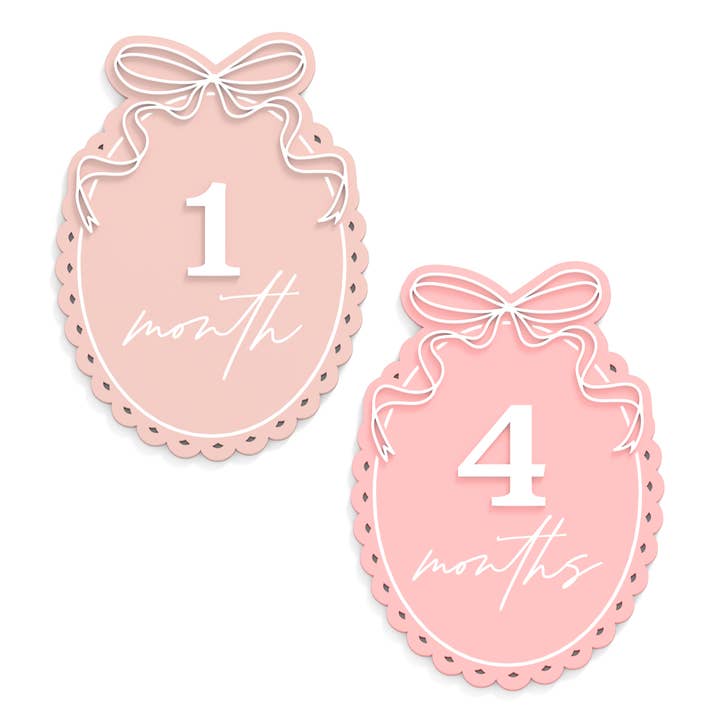 Bow Birth Milestone Card, Set of 12 for wholesale by The Cotton & Canvas Co.