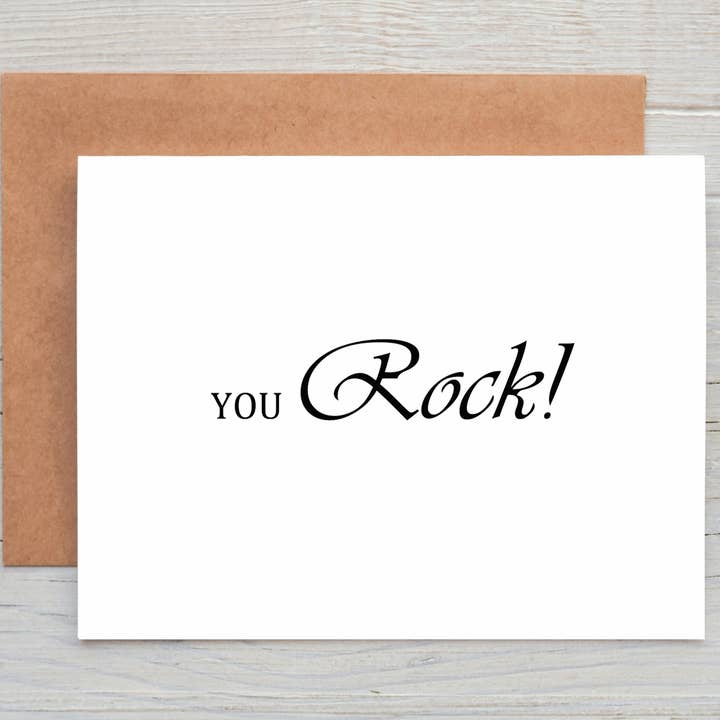 Tarjeta de nota You Rock, tarjeta de agradecimiento, cualquier ocasión para venta al por mayor de Cyndi and Sofi Designs