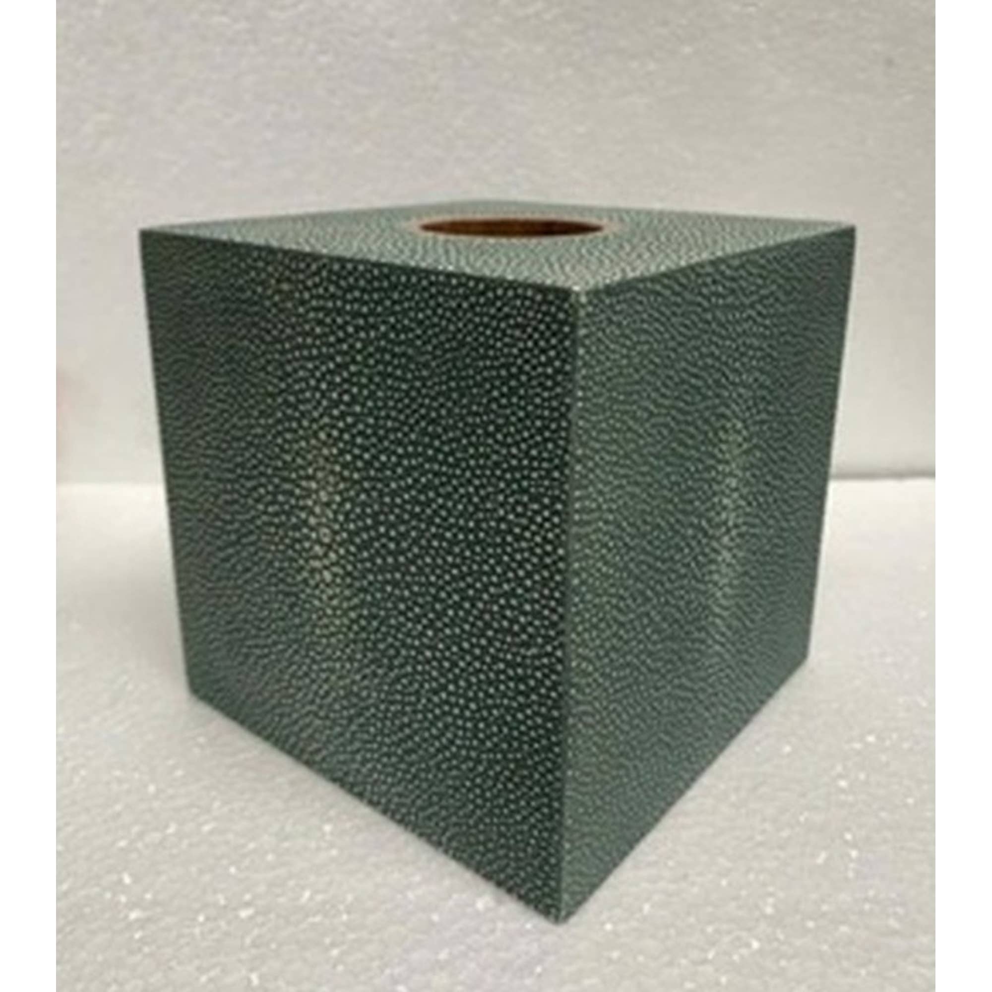 The London Homeware Company - Wholesale Tissue Box - Forest-Forest Green Faux Shagreen Square Tissue Box
0