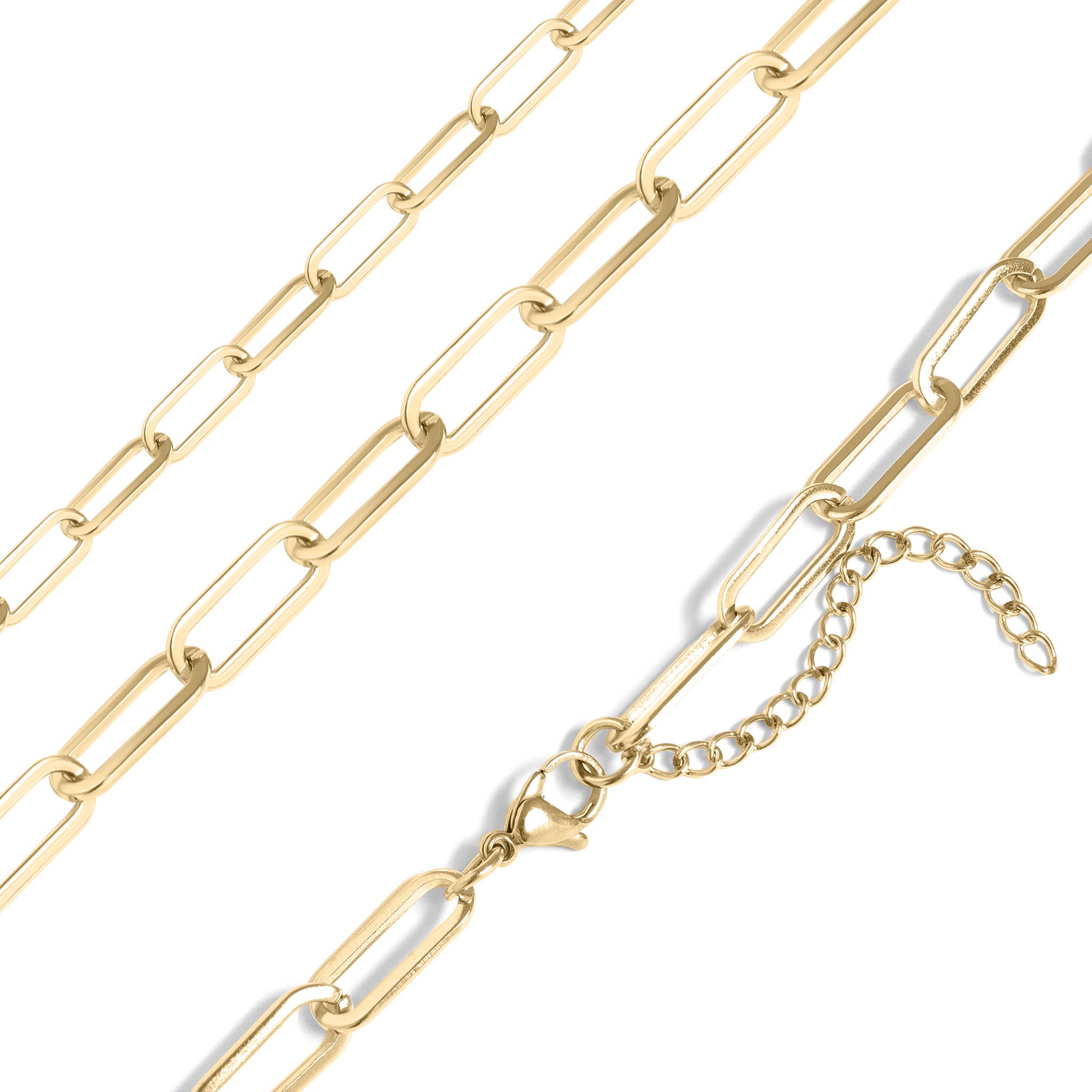 WJW - Wholesale Link & Chain Necklace - 18K Gold Paperclip Chain Necklace11