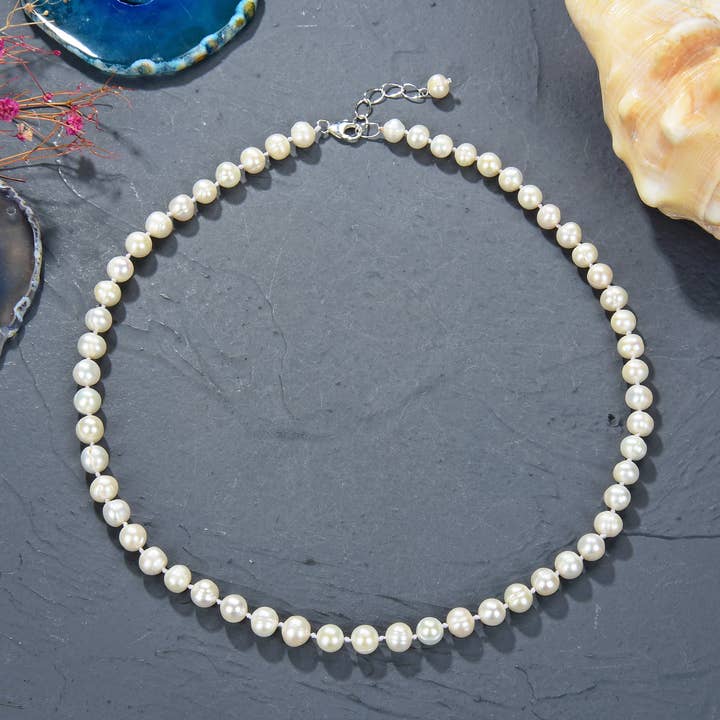 17" Cultured Freshwater Pearl Strand Necklace-7-8MM for wholesale by IST Jewelry