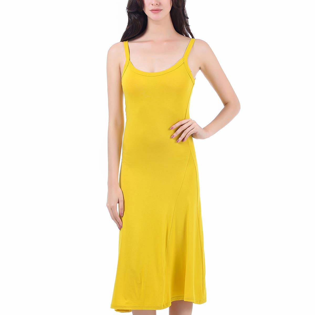Mad Style - Wholesale Dress - Women's - Mustard Asymmetrical Jersey Dress0