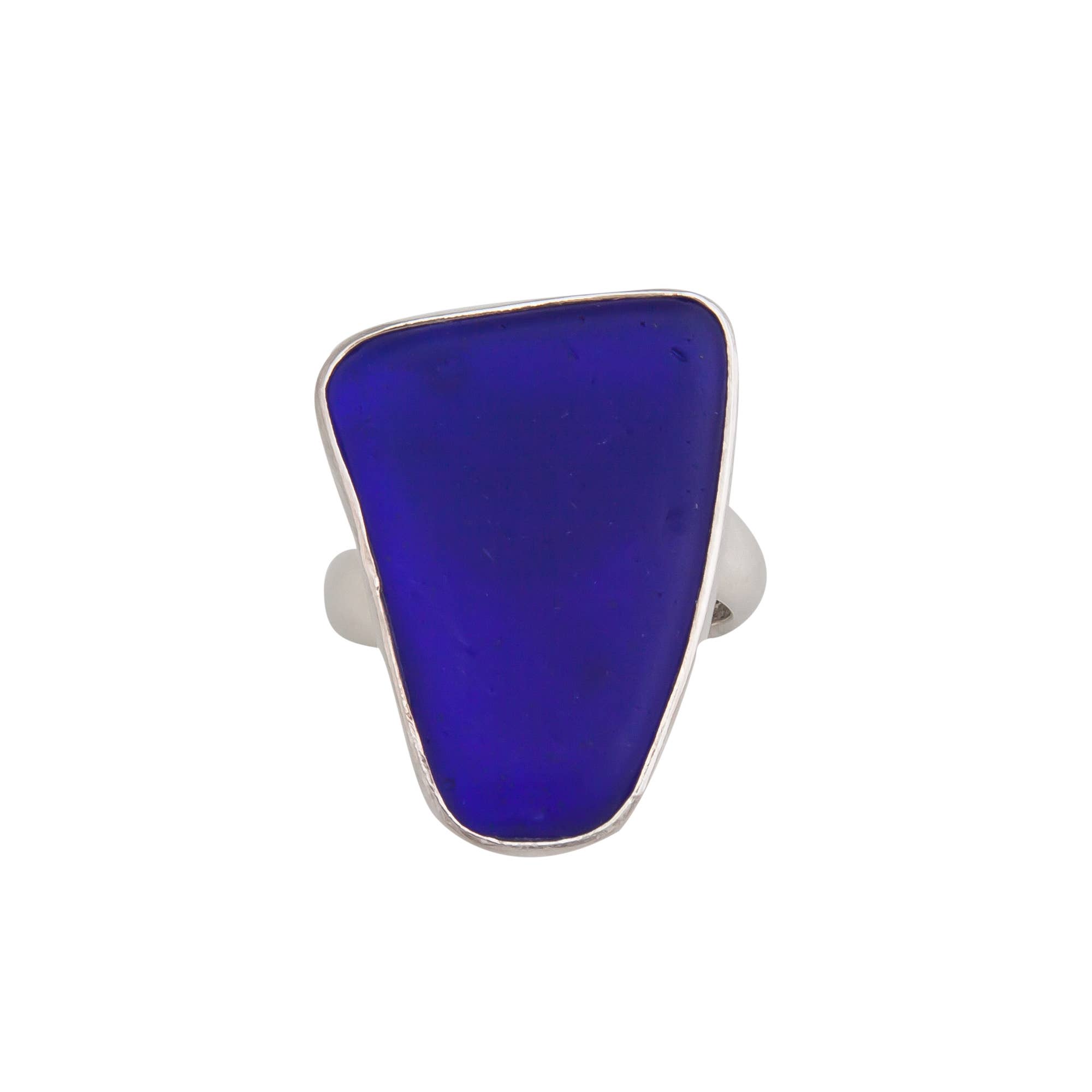 Charles Albert Inc - Wholesale Cocktail/Statement Ring - Sterling Silver Cobalt Blue Recycled Glass Adjustable Ring1