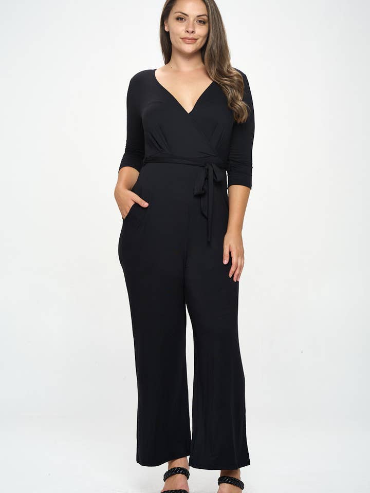 3Q SOLID KNIT JUMPSUIT for wholesale by Anna & Sarah Plus