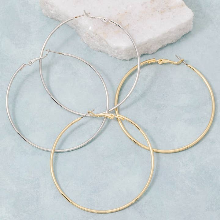 Gulddoppade 60 mm låsringörhängen för wholesale av Fame Accessories