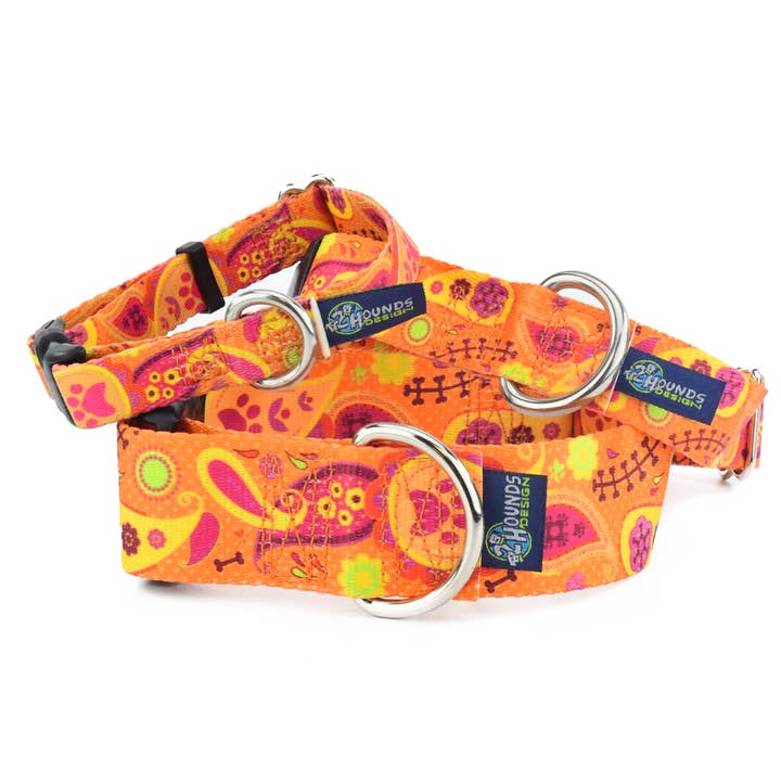 5/8″ EarthStyle Orange Paisley Dog Collar for wholesale by 2 Hounds Design