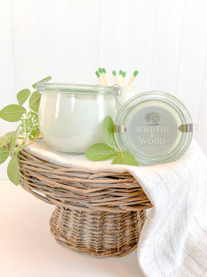 Wild Fig & Wood 9 oz. European Preserve Jar Candle for wholesale by Five Willows Candle Co.