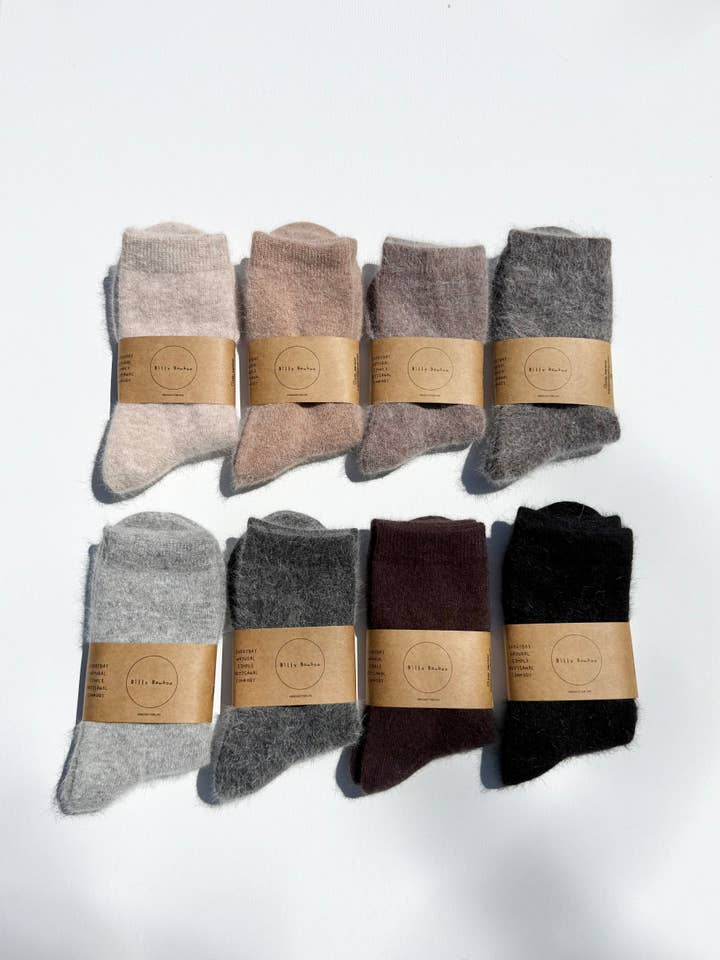 Billy Bamboo - Wholesale Socks - Women's - FLUFFY ANGORA SOCKS - NEUTRAL