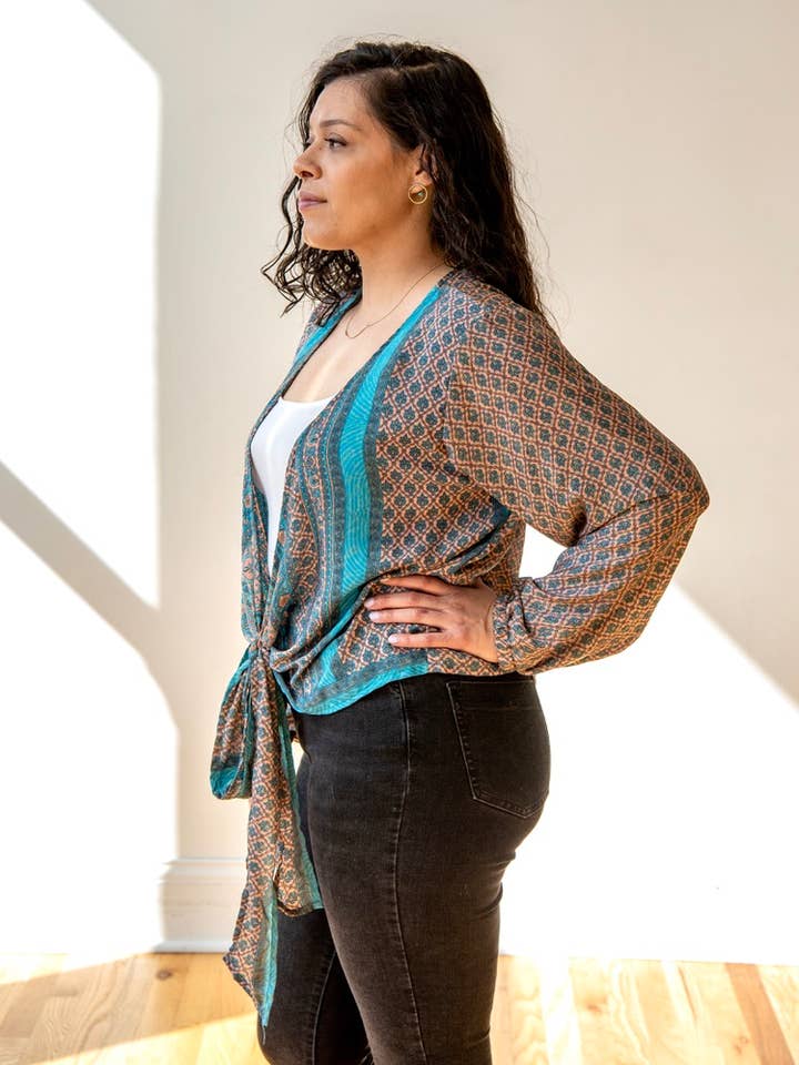 Baizaar - Vendita all'ingrosso Camicetta - Donna - Blusa Sari Tie4