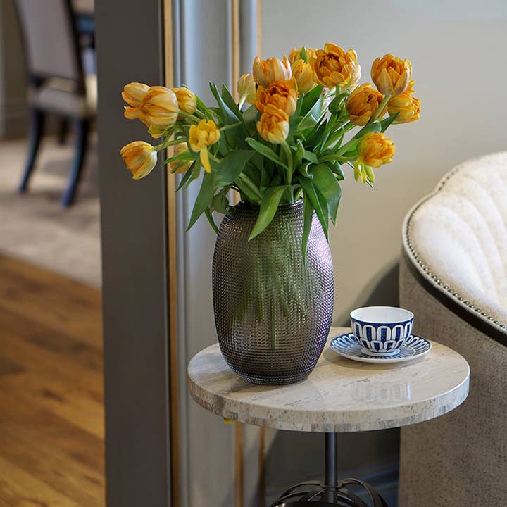 Graue Gitterstrukturierte Glasvase für den Großhandel von Noah Decoration