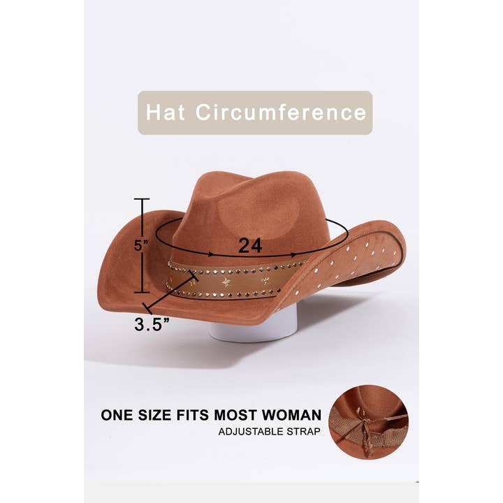 Anarchy Street - Wholesale Fedora - Women's - Studded Star Brim Western Cowboy Hat