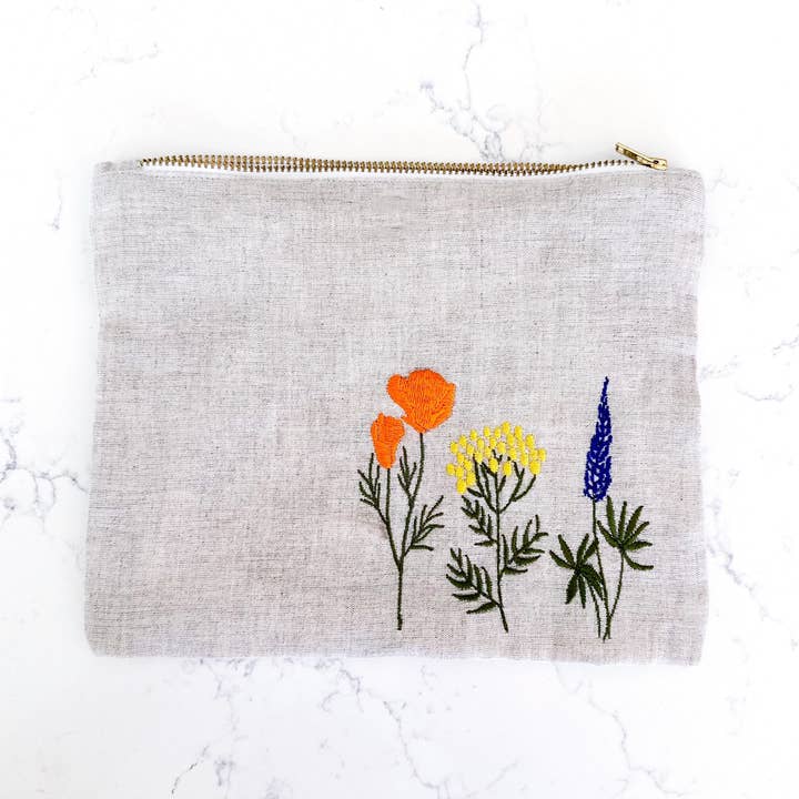 Wildflower Zipper Pouch for wholesale by Olive and Poppy