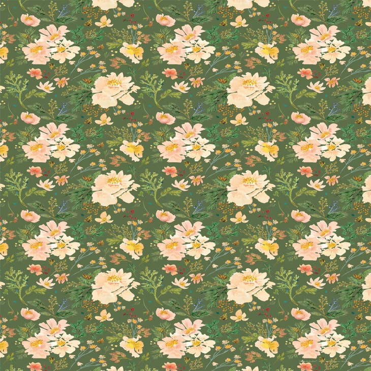 Peach Floral Gift Wrap Roll (3 sheets/roll)