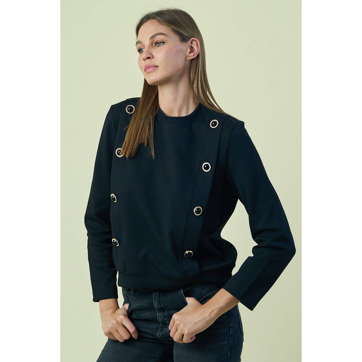 The GREii – wholesale Knit top – Women's – Santa Novelty Elegant Knit Top with Button Details1