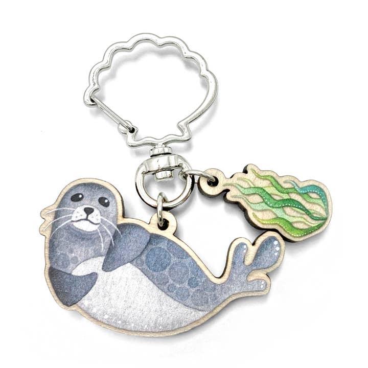 Seal Keyring - Wooden Laser Cut Keychain - Seaside Gifts for wholesale by East Neuk Beach Crafts