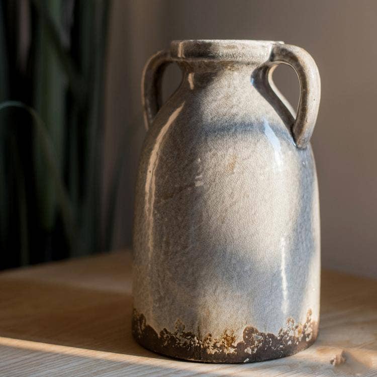 Rustic Reach - Vente Vases - Vase en poterie émaillée Binglie avec poignées9