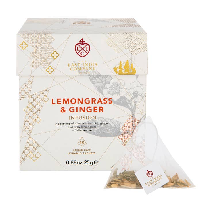 The East India Company - Vente Thés santé/détox - Sachets Pyramide Infusion à base de plantes citronnelle et gingembre (10)