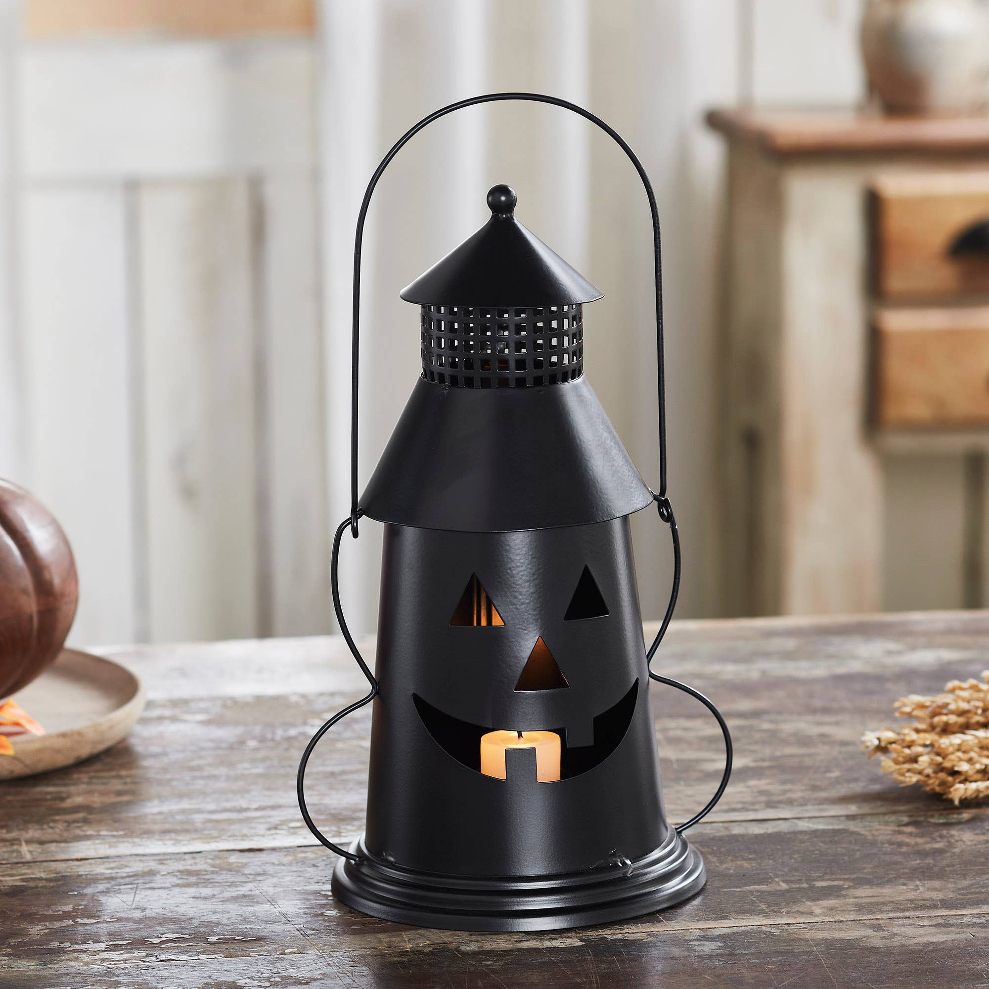 VHC Brands - Wholesale Candle Holder - Black Halloween Spooky Decorative Metal Lantern Tealight & Votive Candle Holder Indoor Tabletop Accent Decor 12 Inch Tall0
