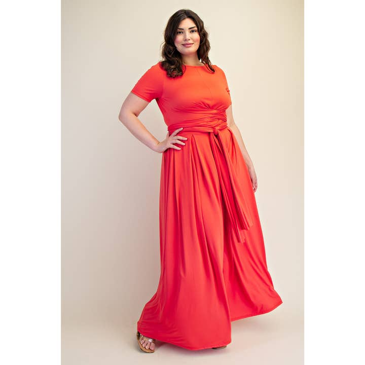 CONJUNTO DE FALDA LARGA Y TOP ENVOLVENTE DE PUNTO SUAVE TALLA GRANDE para venta al por mayor de The Curve LA