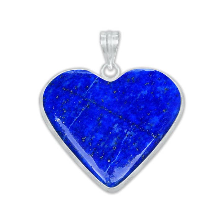 Handmade Jewels - Wholesale Individual charm/pendant - Lapis Lazuli Heart Pendants - Silver Plated, Mixed Sizes, Simple Works3