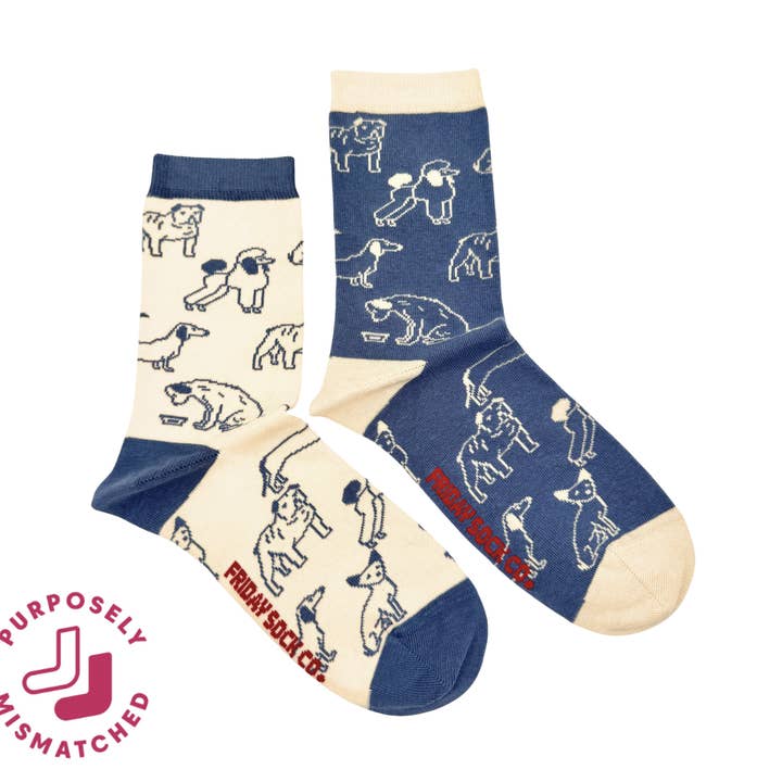 Women's Dogs This Did Good Mismatched Crew Socks for wholesale by Friday Sock Co.