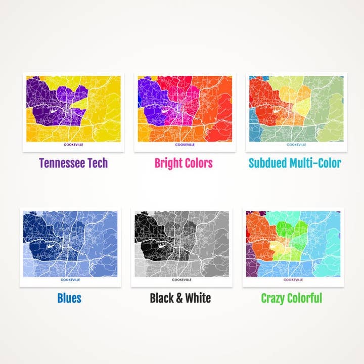 Juanita's Adventures - Wholesale Art Print - Juanitas Cookeville Map Print1