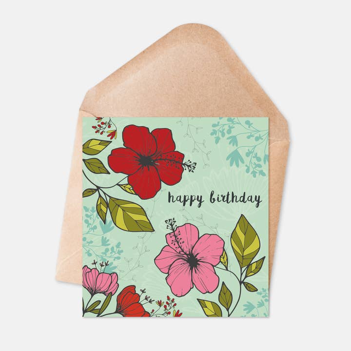 Happy Birthday Greeting Card - Mint Colour for wholesale by Ilana Ewing Designs