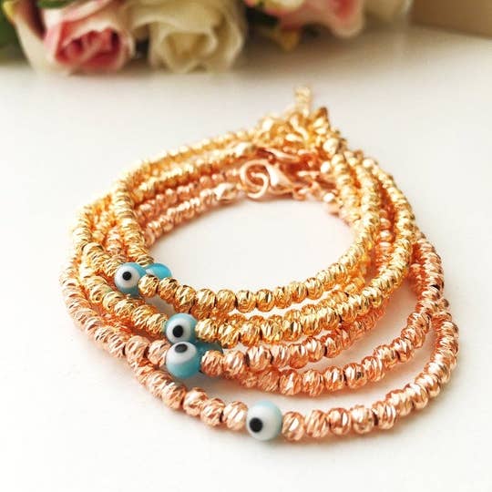 Evil Eye Chain Bracelet, Rose Gold Chain Bracelet, Minimalist Bracelet for wholesale by Evileyefavor