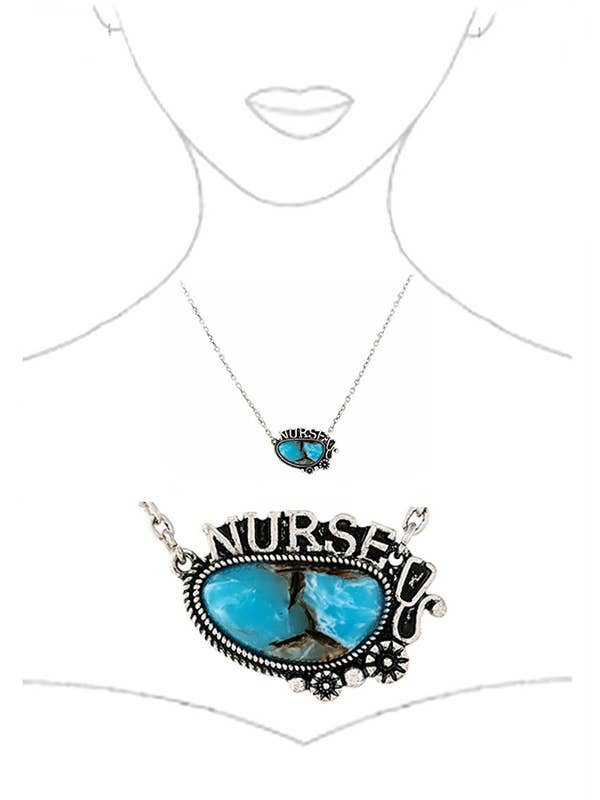 ( H885 ) WESTERN THEME TURQUOISE PENDANT NECKLACE for wholesale by Jewelry Max