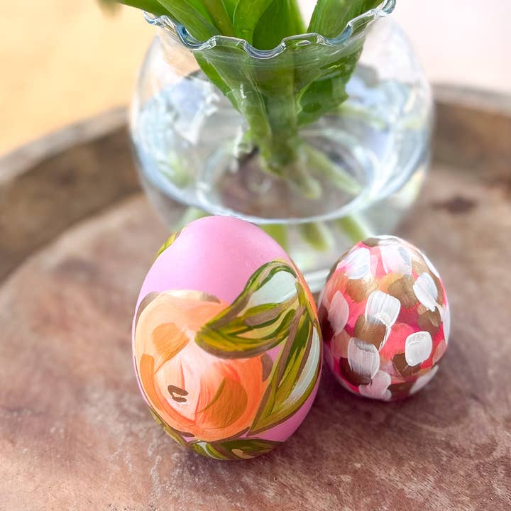 Jessica Reynolds Art - Wholesale Decorative Tabletop Object - Small Pink and White Egg