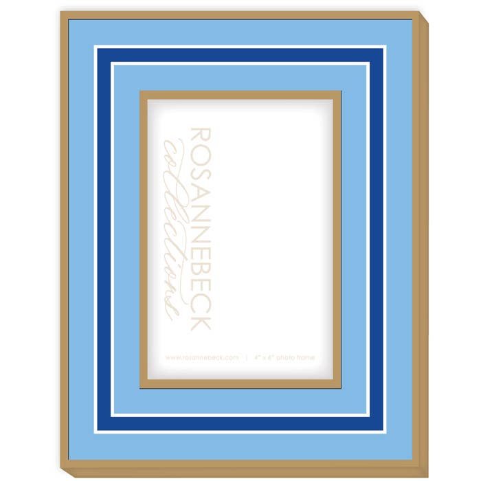 Cadre 4x6 Or Bleu Collégial & Bordure Bleue pour la vente par RosanneBeck Collections