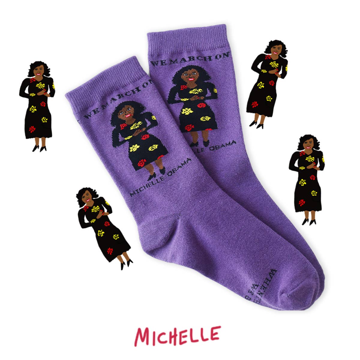 Maggie Stern Stitches - Wholesale Socks - Unisex - Michelle Obama Crew Socks Medium0